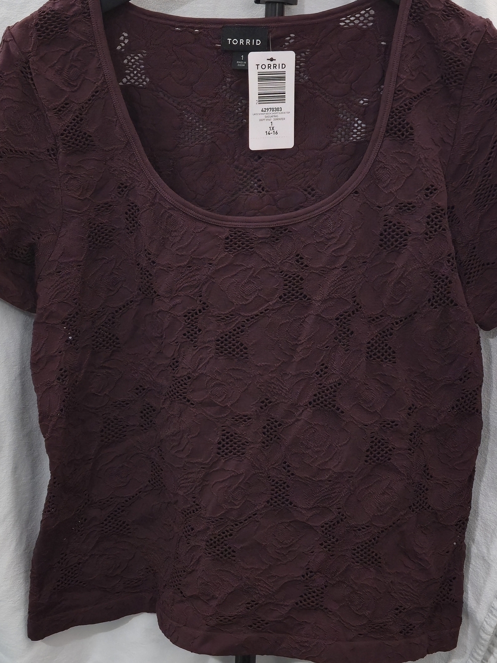 NWT Torrid 1X Lace Scoop Neck Short Sleeve Top